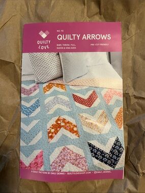 Quilty Arrows Quilt Pattern - Sky Blue & Multicolor started w/ fabric